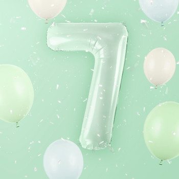 Aluminiumballon Nummer "7" Pastellgrün - Partyzubehör für Kinder und Erwachsene - Bellefete.ch
