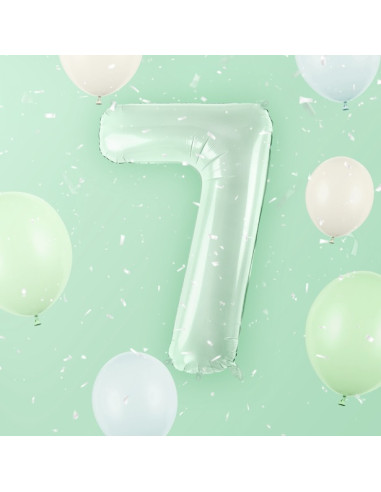 Ballon alu Chiffre "7" Vert Pastel