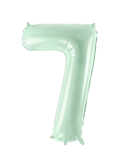 Ballon alu Chiffre "7" Vert Pastel - Accessoire fête enfant et adulte