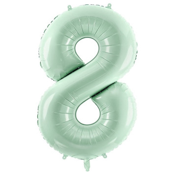 Palloncino in alluminio Numero "8" Verde Pastello - Accessorio festa bambino e adulto - Bellefete.ch