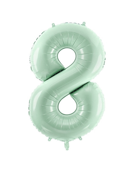 Ballon alu Chiffre "8" Vert Pastel - Accessoire fête enfant et adulte - Bellefete.ch