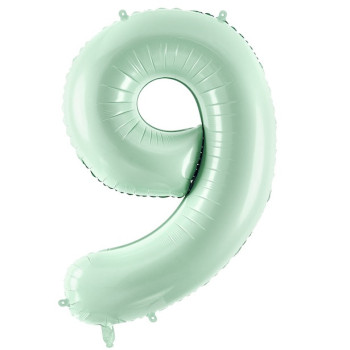 Palloncino in alluminio Numero "9" Verde Pastello - Accessorio festa bambino e adulto - Bellefete.ch 2