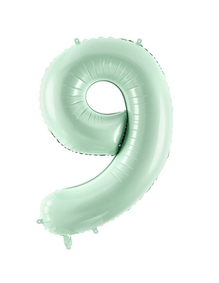 Pastellgrüner Folienballon mit der Zahl „9“ – Partyzubehör für Kinder und Erwachsene