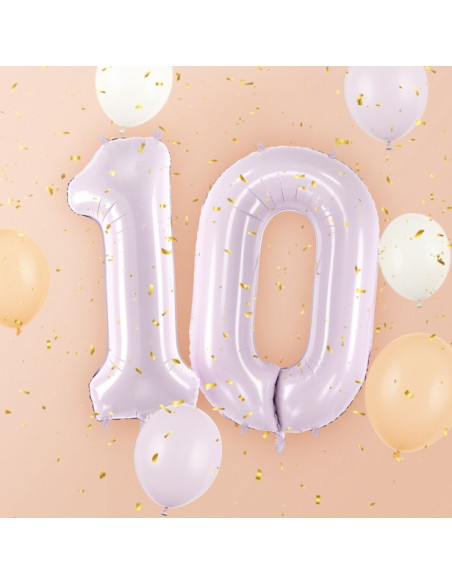Palloncino in foil con numero "0" viola pastello - Decorazione per feste per bambini, adolescenti e adulti