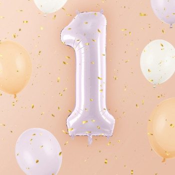 Aluminium Ballon Chiffre "1" Pastellviolett - Partydekoration für Kinder, Jugendliche und Erwachsene - Bellefete.ch