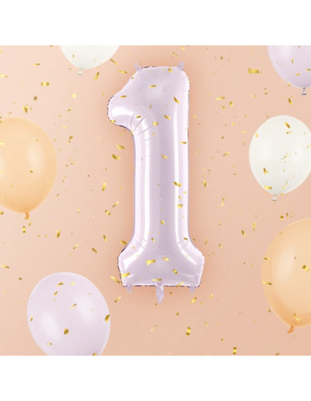 Ballon alu Chiffre "1" Violet Pastel - Décoration fête enfant, ado et adulte - Bellefete.ch