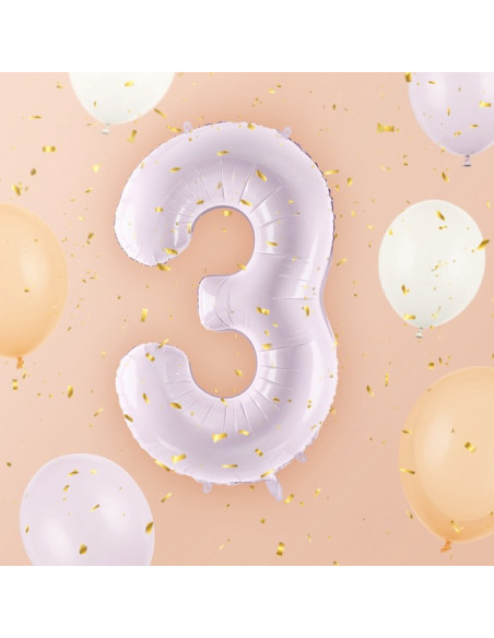Ballon alu Chiffre "3" Violet Pastel - Décoration fête enfant, ado et adulte - Bellefete.ch