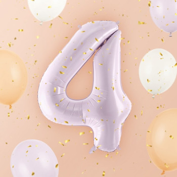 Aluminium Ballon Nummer "4" Pastell Lila - Party Dekoration für Kinder, Jugendliche und Erwachsene - Bellefete.ch
