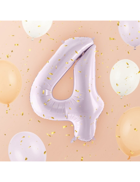 Aluminium Ballon Nummer "4" Pastell Lila - Party Dekoration für Kinder, Jugendliche und Erwachsene - Bellefete.ch