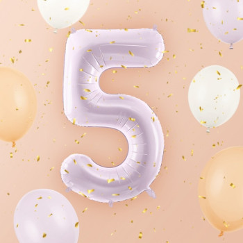 Aluminium Ballon Ziffer "5" Pastell Lila - Party Dekoration für Kinder, Jugendliche und Erwachsene - Bellefete.ch