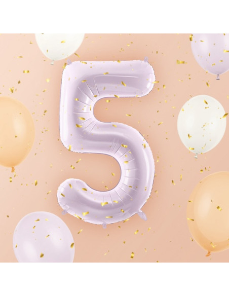 Aluminium Ballon Ziffer "5" Pastell Lila - Party Dekoration für Kinder, Jugendliche und Erwachsene - Bellefete.ch