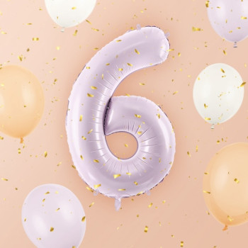 Ballon alu Chiffre "6" Violet Pastel - Décoration fête enfant, ado et adulte - Bellefete.ch