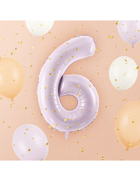 Aluminium Ballon Chiffre "6" Pastell Lila - Party Dekoration Kinder, Jugendliche und Erwachsene - Bellefete.ch