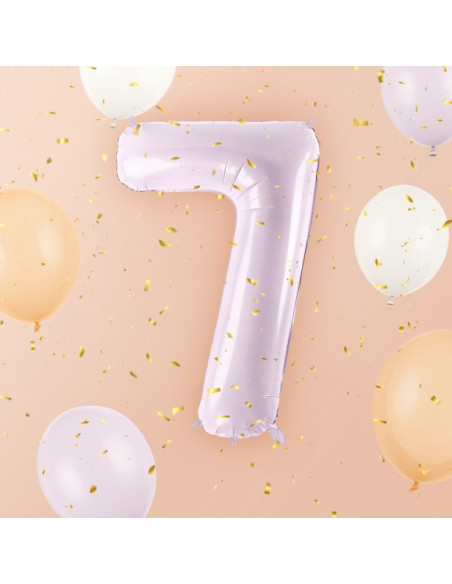 Aluminiumballon Nummer "7" Pastellviolett - Partydekoration Kinder, Jugendliche und Erwachsene - Bellefete.ch