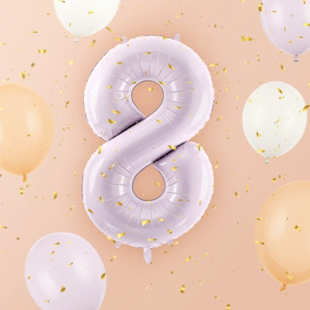 Ballon alu Chiffre "8" Violet Pastel - Décoration fête enfant, ado et adulte - Bellefete.ch