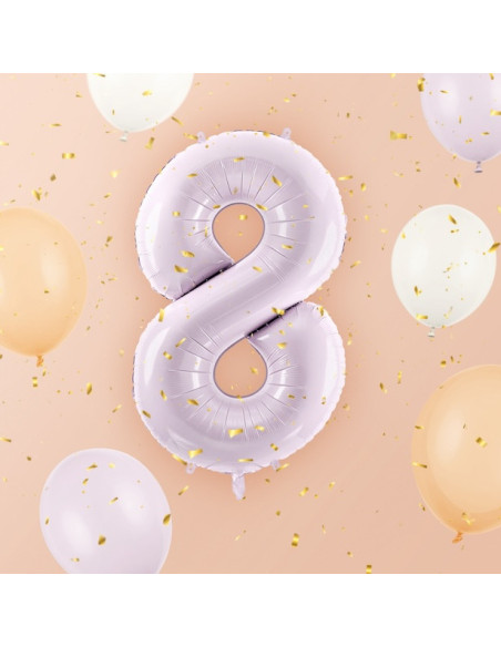 Aluminiumballon Cifra "8" Pastellviolett - Partydekoration für Kinder, Jugendliche und Erwachsene - Bellefete.ch
