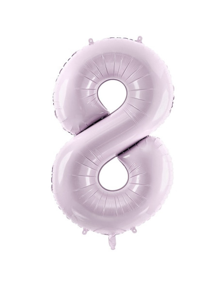 Palloncino in lamina con numero "8" viola pastello - Decorazione per feste per bambini, adolescenti e adulti