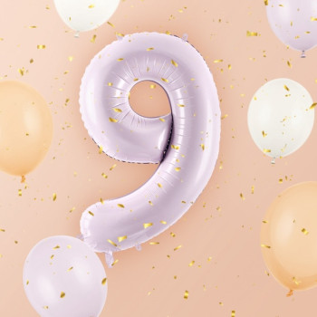 Aluminium Ballon Cifra "9" Pastellviolett - Partydekoration für Kinder, Jugendliche und Erwachsene - Bellefete.ch