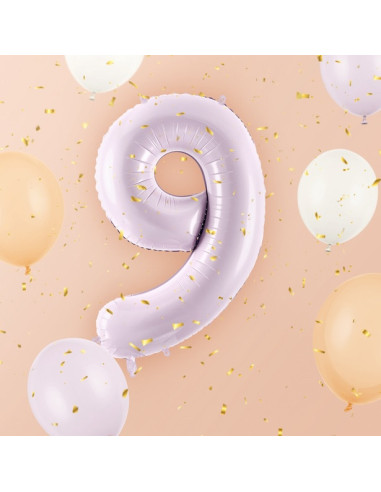 Ballon alu Chiffre "9" Violet Pastel - Décoration fête enfant, ado et adulte - Bellefete.ch