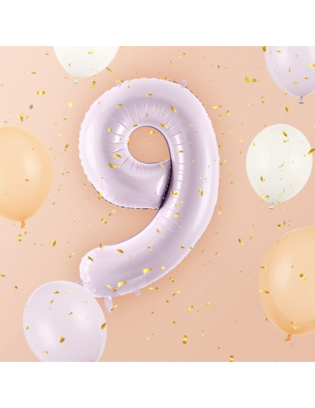 Ballon alu Chiffre "9" Violet Pastel - Décoration fête enfant, ado et adulte - Bellefete.ch