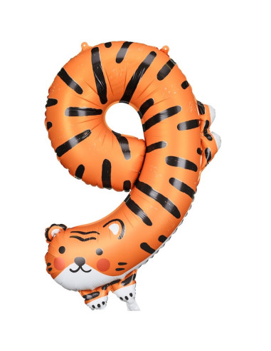 Ballon Mylar Chiffre 9 - Tigre