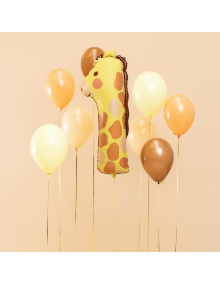 Mylar-Ballon Nummer 1 - Giraffe - Tierische Kindergeburtstagsdeko