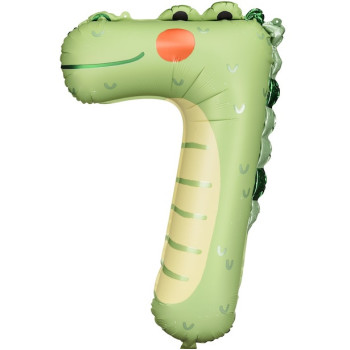 Mylar Ballon Nummer 7 - Krokodil - Bellefete.ch - Schweiz - Geburtstagsdekoration für Kinder