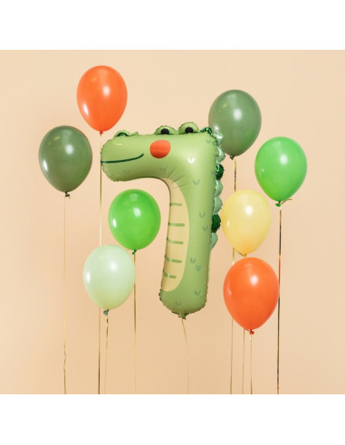 Mylar-Ballon Nummer 7 – Krokodil – Geburtstagsdekoration mit Tiermotiv