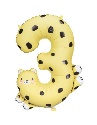 Ballon Mylar Chiffre 3 - Guépard