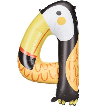 Ballon Mylar Chiffre 4 - Toucan - Déco anniversaire enfant thème animaux - Bellefete.ch