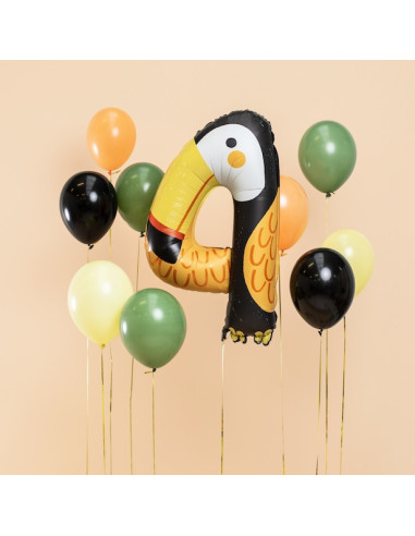 Ballon Mylar Chiffre 4 - Toucan - Déco anniversaire thème animaux