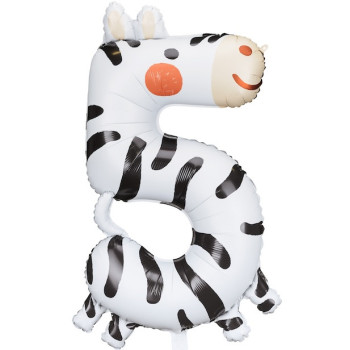 Palloncino Mylar Numero 5 - Zebra - Decorazione compleanno bambino tema animali - Bellefete.ch