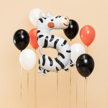 Palloncino Mylar Numero 5 - Zebra - Decorazione compleanno bambino tema animali - Bellefete.ch 2