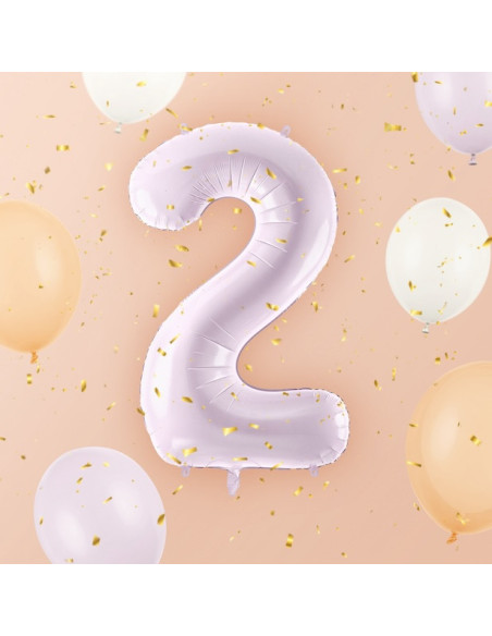 Aluminiumballon Nummer "2" Pastellviolett - Bellefete.ch - Schweiz - Luftballons Zahlen