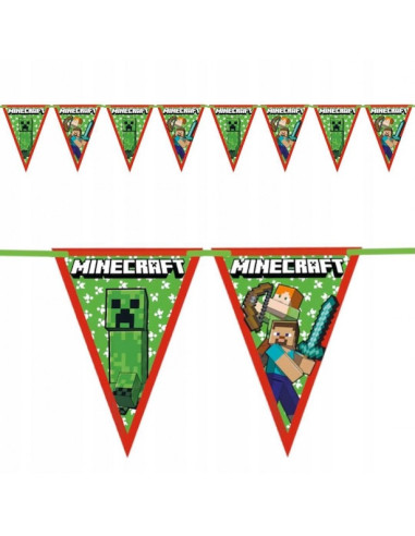 Guirlande de fête à fanions Minecraft - Déco salle d'anniversaire