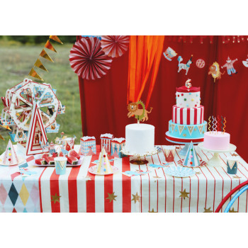 Tovaglia Circo a righe rosse - Decorazione festa bambini - Bellefete.ch - Svizzera 2