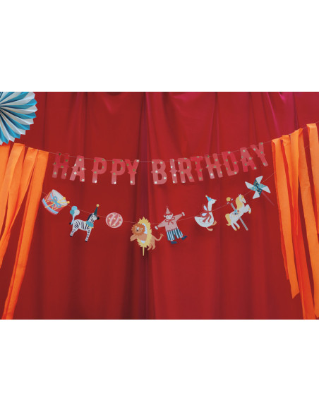 Guirlande d'anniversaire Cirque avec rideaux - Déco murale