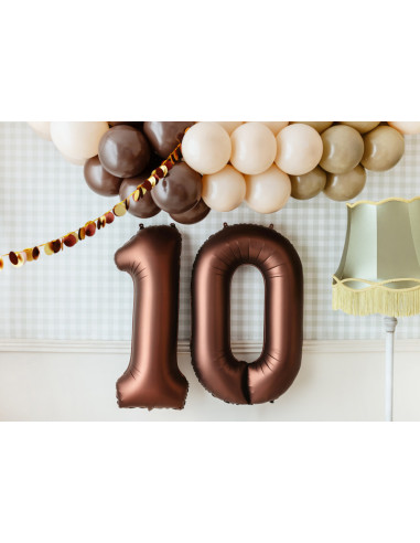 Mocha Folienballon mit der Zahl „1“ – Partydekoration für Kinder, Jugendliche und Erwachsene