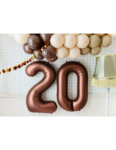 Mocha Folienballon mit der Zahl „2“ – Partydekoration für Kinder, Jugendliche und Erwachsene