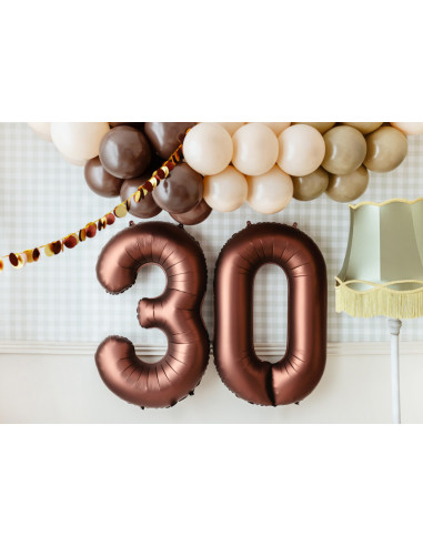 Mocha Folienballon mit der Zahl „3“ – Partydekoration für Kinder, Jugendliche und Erwachsene