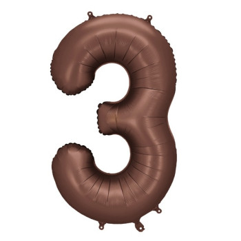 Aluminium Ballon Cifra "3" Moka - Partydekoration Kind, Teenager und Erwachsene - Bellefete.ch