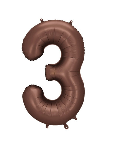 Aluminium Ballon Cifra "3" Moka - Partydekoration Kind, Teenager und Erwachsene - Bellefete.ch
