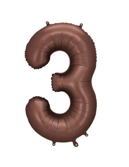 Aluminium Ballon Cifra "3" Moka - Partydekoration Kind, Teenager und Erwachsene - Bellefete.ch