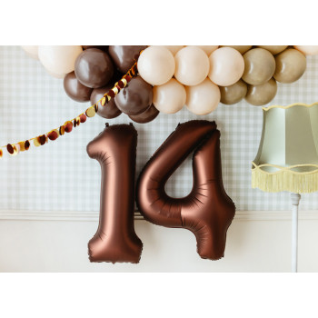 Ballon alu Chiffre "4" Moka - Décoration fête enfant, ado et adulte - Bellefete.ch 2