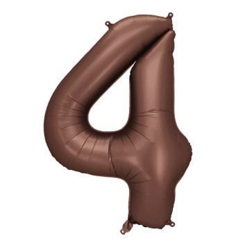 Ballon alu Chiffre "4" Moka - Décoration fête enfant, ado et adulte - Bellefete.ch