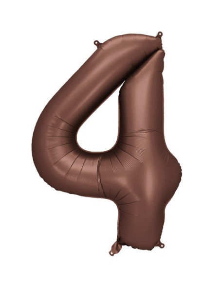 Ballon alu Chiffre "4" Moka - Décoration fête enfant, ado et adulte - Bellefete.ch