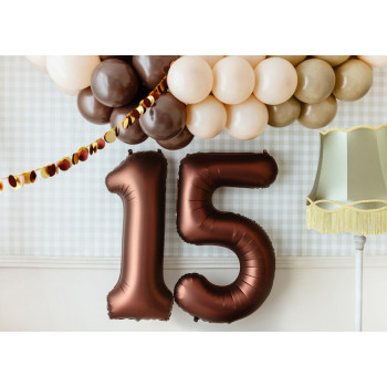 Ballon alu Chiffre "5" Moka - Décoration fête enfant, ado et adulte - Bellefete.ch 2