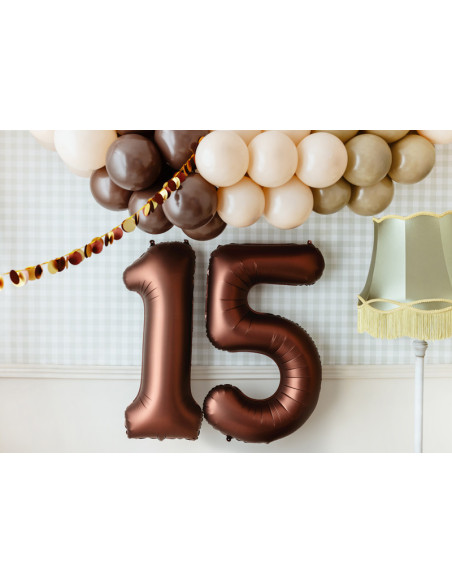 Palloncino in lamina color moka con numero "5" - Decorazione per feste per bambini, adolescenti e adulti