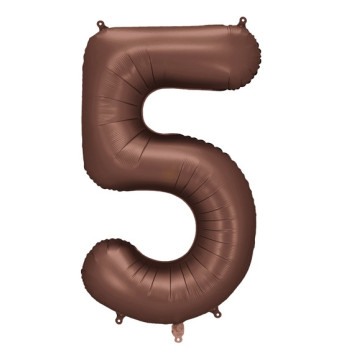 Ballon alu Chiffre "5" Moka - Décoration fête enfant, ado et adulte - Bellefete.ch