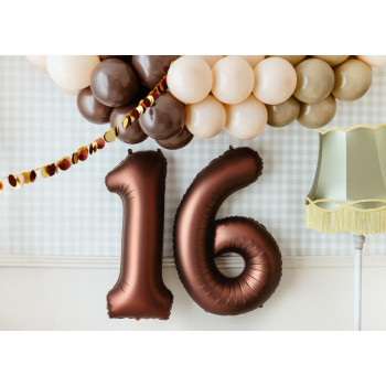 Ballon alu Chiffre "6" Moka - Décoration fête enfant, ado et adulte - Bellefete.ch 2